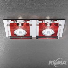 Glaso oprawa wpuszczana 2x50W GU5,3 12V chrom/czerwony